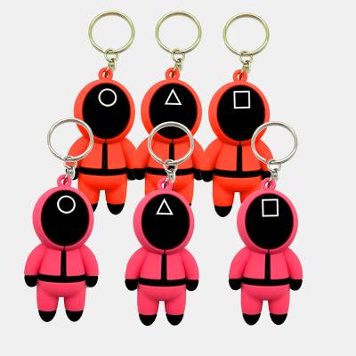 China Hot Selling 3D Key Chain 2021 Key Ring Staff Squid PVC Coin Holder Key Chain Figures Pendant Accessories Squid for sale