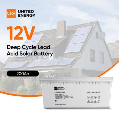 China United Long Cycle Life Energy Batteries 12V 100Ah 150Ah 200Ah Rechargeable Solar Powered Storage Battery for sale