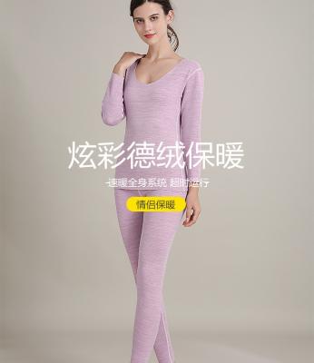 China DE velvet thermal high quality thermal couple's pajamas sets, men's and ladies' seamless thermal underwear sets for sale