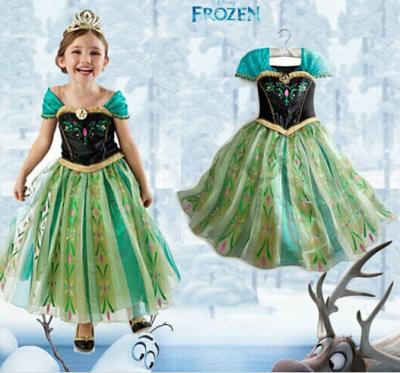 China New breathable Frozen elsa dress babies summer princess tutu dress for kids child short sleeve Anna costume and elsa clothes fit Anna for sale