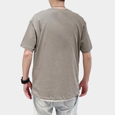 China 100% Custom Logo Desgin Blank Oversized Ribbed Crewneck T-shirt High Quality Cotton Mens Anti-Wrinkle T Shirt For Men for sale