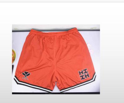 China Custom Antibacterial Free Sample Polyester Laker Shorts With Pockets Jersey Kobe Embroidered Mesh Basket Ball Uniform Shorts for sale