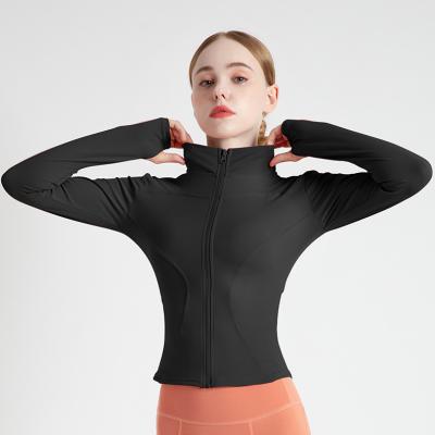 China Wholesale Cheap Women Breathable Slim Fit Yoga Sports Jacket Gym Sportswear Lightweight Breathable Long Sleeve Womens Tight Zipper Jackets for sale