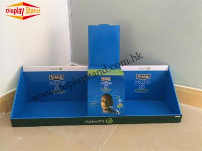 China Promotional Blue corrugated PDQ Trays Display Stand Unit For Shock Absorber for sale