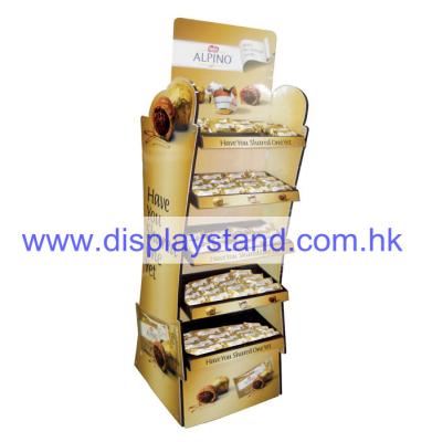 China Chocolate Matt lamination Promotion Cardboard Pallet Display in Silkscreen printing for sale