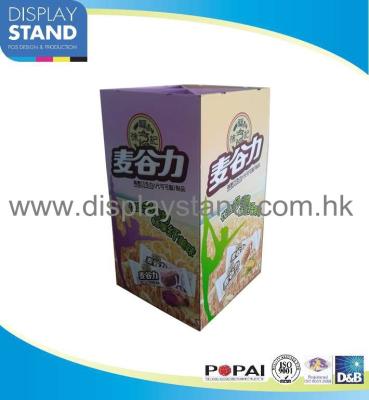 China Floor Dumpbin Stand Cardboard Display Stands with 4 Dividers For Candies and Foods for sale