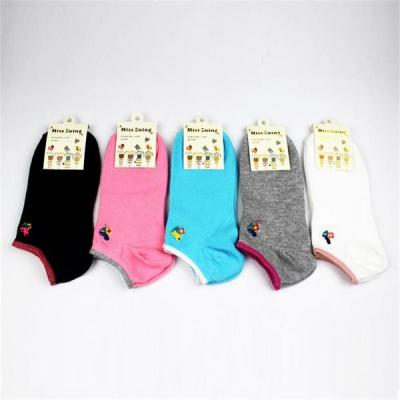 China Fancy design no show socks with cartoon embroiderying logo for women for sale