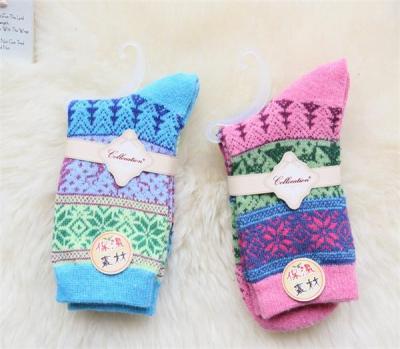 China Fancy christmas tree design high warmth OEM winter wool thick dress socks for female for sale