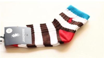 China Colorful stripe design customized embroiderying logo OEM cozy cotton terry socks for baby for sale