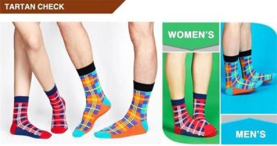 China High quality british style colorful plaid patterned design casual cotton socks for men for sale