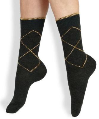 China Classical Argyle Design Wool Mid-calf Striped Seamless Dress Socks For Men for sale