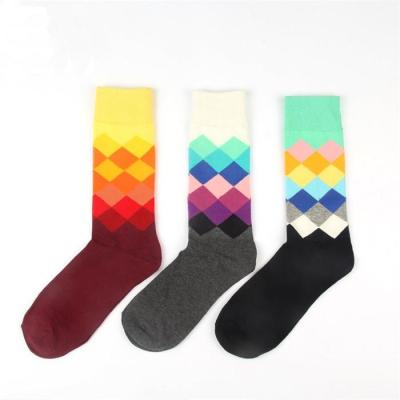 China 2016 Newest colorful fancy rainbow design mid-calf length spring dress socks for men for sale