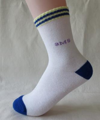 China Plain color combed cotton ODM customized logo sports socks for school students for sale