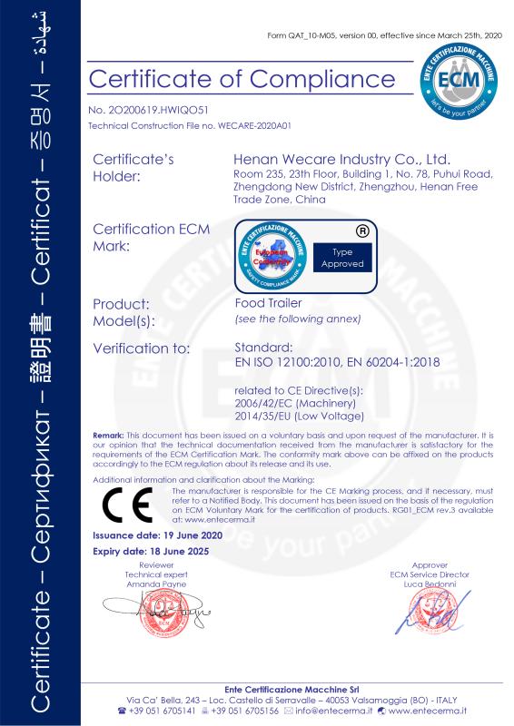 CE - Henan Wecare Industry Co., Ltd.