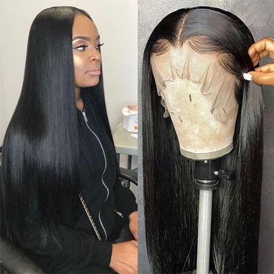 China Free Shipping Silky Straight Wave Lace Frontal Wig Vendors Wholesale HD Transparent Straight Lace Front Wigs For Black Women for sale