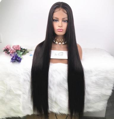 China Natural Color 100% Indian Hair High Quality Silky Straight Straight Wave Full Lace Wig 38 Inches for sale