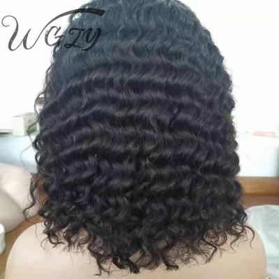 China Wholesale Deep Wave Pre Plucked Custom Lace Front Water Curly Wave Frontal Bob Wig Style Short 13X6 13X4 4X4 for sale