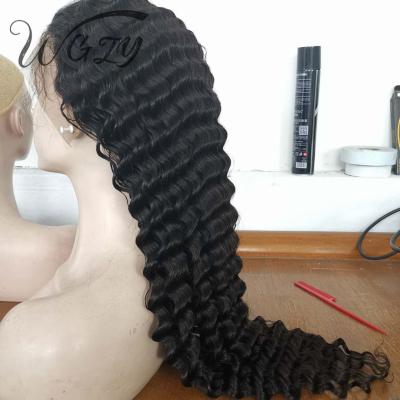 China Wholesale Deep Wave 360 ​​Lace Front Wigs Deep Wave Hair Lace Front Curly Wigs For Women Nature Black for sale