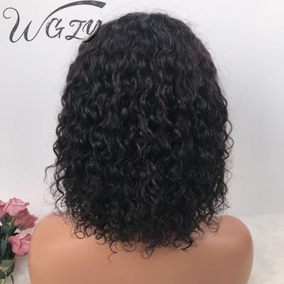 China Hot Selling Silky Straight Wave Short Lead Curly Wig. 10inch curly wig. cheapest 4x4 closure wig for sale