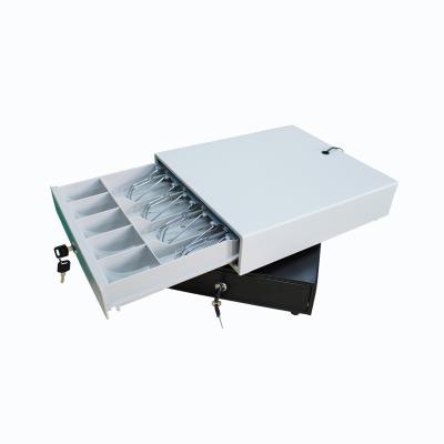 China Factory Price Durable Black / White System 5 4 Position Coins Bill Slot Metal Cash Drawer Register for sale