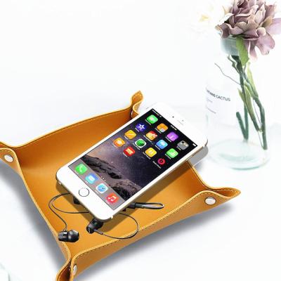 China Eco-Friendly Folding Dies Tray Pu Leather Key Magnetic Coin Dies Minimalist Rolling Tray for sale