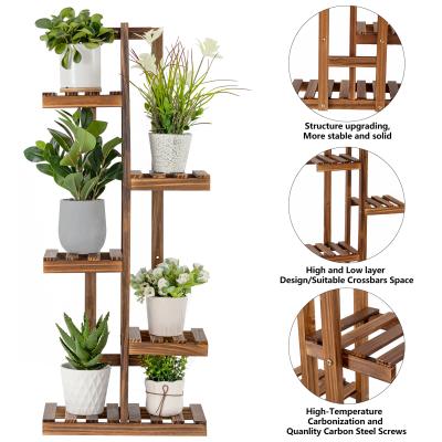 China Multi-Layer Till Plant Racks for Indoor Plants Garden Shelf Tiered Flower Shelf Rack Display Stand Wooden Flower Pot Organizer for sale