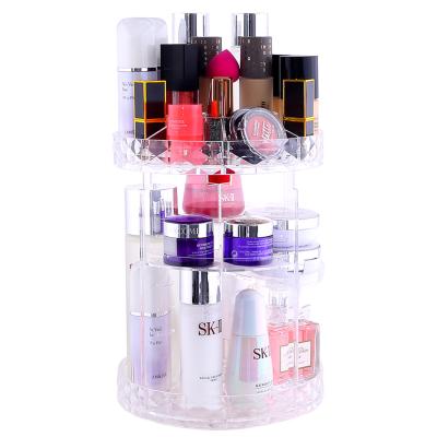 China 360 Adjustable Multifunctional Shelves Acrylic Rotating Makeup Organizer Cosmetic Storage Box Viable for sale