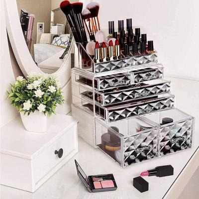 China Multifunctional Viable Clear Acrylic Case Jewelry Display Box Makeup Organizer for sale