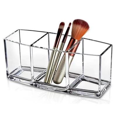 China Viable Clear Acrylic 3 Slot Makeup Brush Storage Organizer for sale