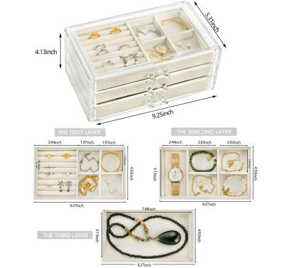 China Smakeup Girl Stacker Style Jewelry Organizer Viable Display Clear Plastic Jewelry Storage Box for sale