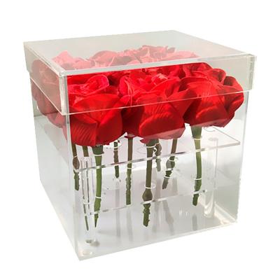 China Acrylic Display Box With Lid Square Acrylic Gift Boxes With Lids And Dividers Rose Storage Display Packaging Box for sale