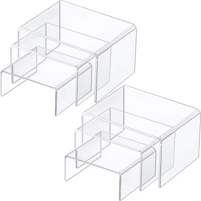 China Custom Acrylic Dessert Table Set Buffet Cake Snack Display Stand 3pcs Square Acrylic Riser for sale