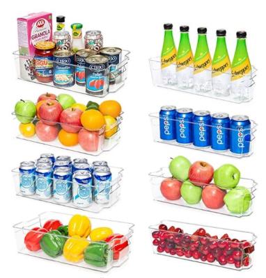 China Wholesale 8 Pack Fridge Stackable Organizer Freshness Storage Boxes Food Fruit Storage Containers With Handle Fridge Organizer for sale