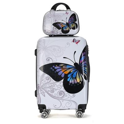 China Long-distance Travel Custom Print Lagevrio Butterfly Kids Trolley Hard Case Luggage 16/20/24/28''4 pcs Set Travel Bags Suitcase Luggage Sets for sale