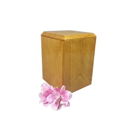 China European Style Cremation Urn Square Funeral Product Wooden Ashes Urn for sale