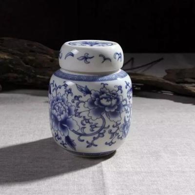 China Other Chinese style blue and white antique Chinese cremation urn for sale