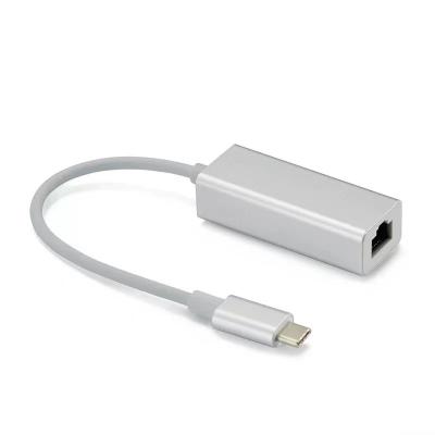 China Gray Universal USB C 3.1 to 10/100/1000Mbps Gigabit Ethernet LAN Network Adapter for PC type c to RJ45 for sale