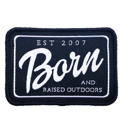 China Viable Bespoke Woven Patch Label Sew On Garment Military Sports Custom Logo Printed Woven Fabric Badges For Apparel for sale