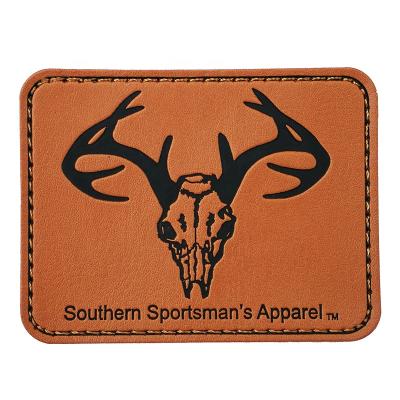 China Sustainable Jeans Apparel Labels Manufacturer Custom Logo Embossed Real Genuine Leather Patches Iron On Patch For Hats for sale