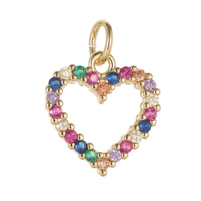 China 2021 Fashion TRENDY Small Zircon Gold Plated Hollow Love Heart Necklace Charms for sale