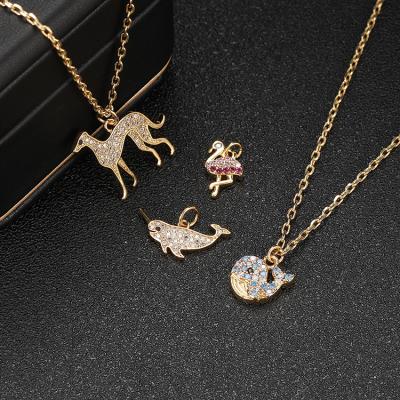 China TRENDY 14K Gold Plated Micro Pave Exquisite Animal CZ Shape Necklace Charms For Jewelry Making for sale