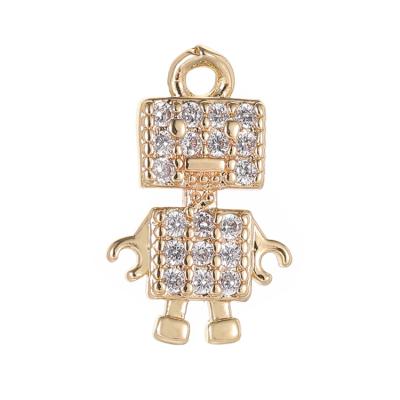 China Christmas TRENDY Gift Making Accessories Cat Robot Frog Prince Shape Cute Mini Gold Plated CZ Charm For Jewelry Making for sale