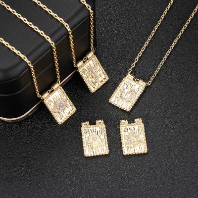 China FASHIONABLE Wholesale Customized Element Pattern Rectangular Popular Evil Eyes Cross Necklace 14K Gold Plated Pendants Charms for sale