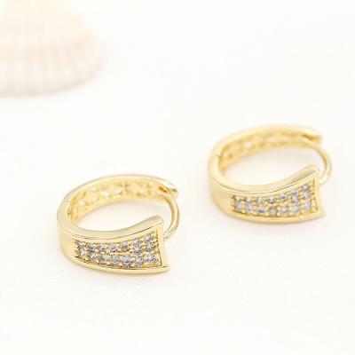 China 2021 TRENDY Trendy Huggie Custom Micro Pave Zirconia 14K Gold Plated Hoop Earrings For Women for sale