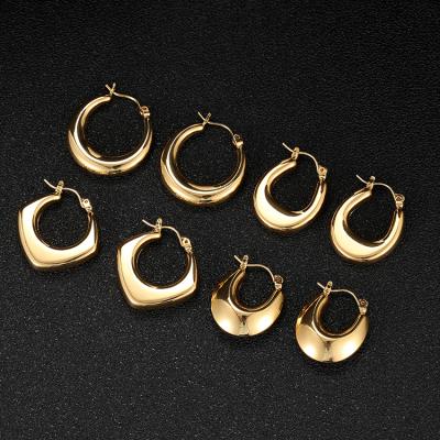 China TRENDY Women Fashion Jewelry Tasty Gold Plated Hoop Earrings 18K Stainless Steel Huggies Earrings for sale