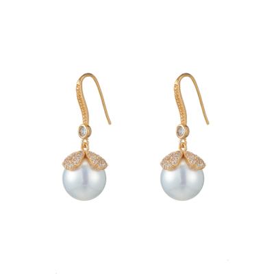 China Fashionable Jewelry Wholesale Fashionable 14K Imitation Pearl Gold Plated Hook Earring For Women for sale