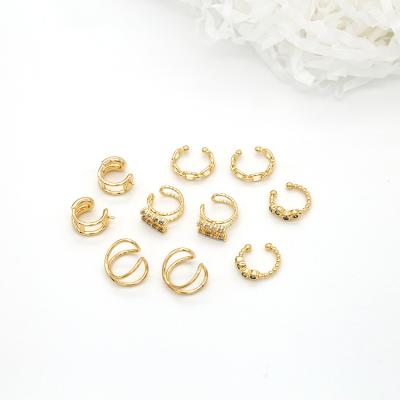 China FASHION Jewelry Makers Design Popular 14K Gold Plated Zircon Ear Clip Cuff Earrings Huggie Circle Earrings for sale