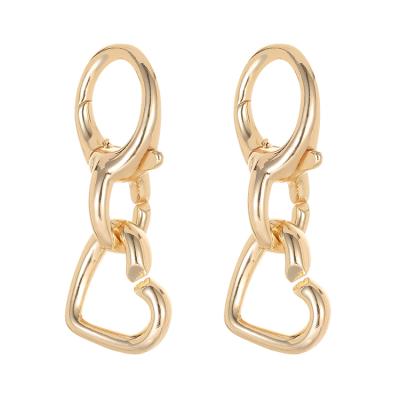 China New Design Gold Plated 14K Lobster Brass Connectors With Heart Shape Clasps For Jewelry Making Findings for sale