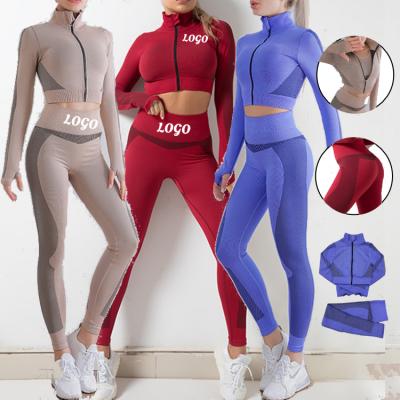 China Antibacterial Seamless Activewear Set 2 Women Custom Logo Track Suit Two Piece Set Clothing for sale