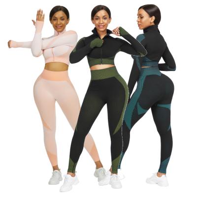 China Fashion Yoga Set Women Activewear Gym Wear Sports Suit Antibacterial Wholesale Sportswear for sale